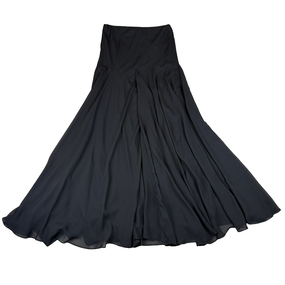Alex Evenings Maxi Skirt Women Size S Black Chiffon Formal Evening Flowy Lined